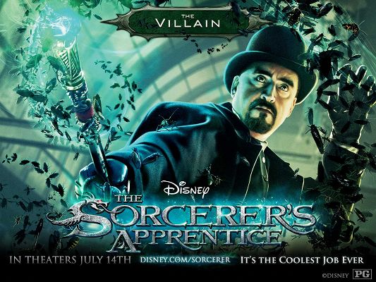 click to free download the wallpaper--2010 The Sorcerers Apprentice Movie Post in 1600x1200 Pixel, Flies All Around the Man and His Weapon, Asking for Death - TV & Movies Post