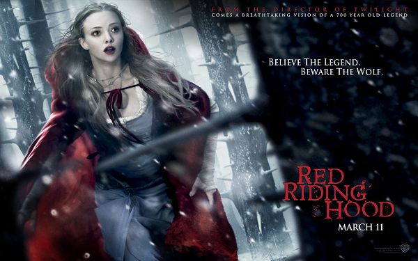 click to free download the wallpaper--2011 Red Riding Hood Post in 1920x1200 Pixel, a Running Girl in Red Suit, She is So Much Attractive Among White Snow - TV & Movies Post