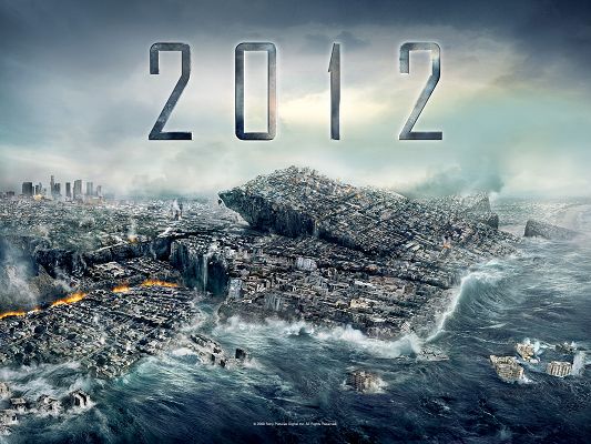 click to free download the wallpaper--2012 HD Post Available in 1600x1200 Pixel, It is the End of the Day, Buildings Are Falling, Yet People Have Survived, Enjoy Your Days - TV & Movies Post