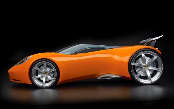click to free download the wallpaper--3D Cars Wallpaper, Orange Super Car on Black Background, Incredible Look