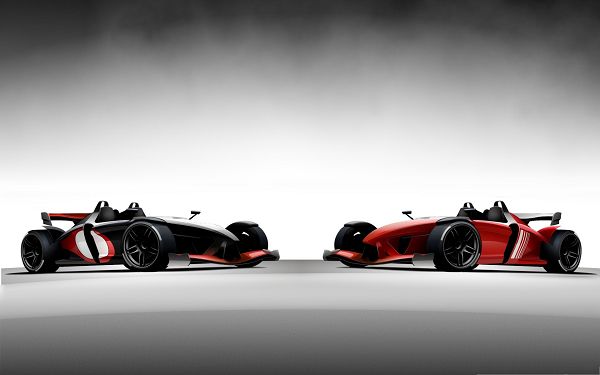 click to free download the wallpaper--3D Cars Wallpaper, Red Car in Stylish Look, Black Background