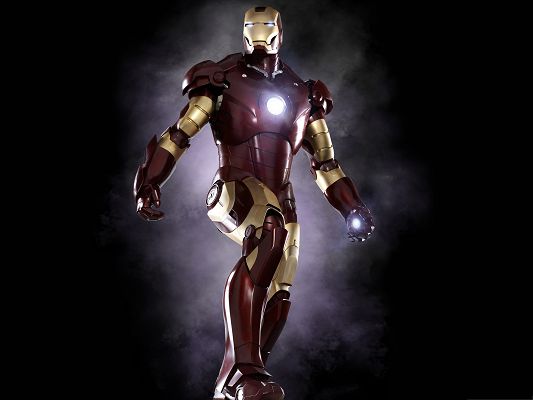 click to free download the wallpaper--3D Movies Image, Iron Man Activated, Surrounded by White Smoke