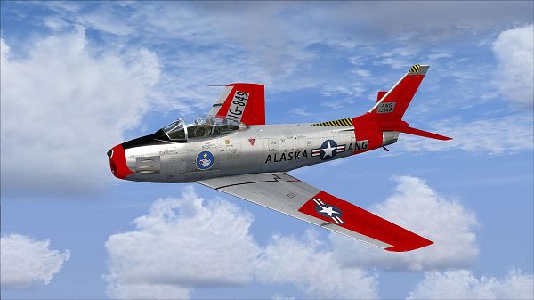 click to free download the wallpaper--Air Show Paris Screenshot, Alaska ANG F-86 Sabre in Flight