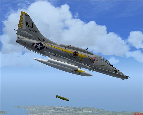 click to free download the wallpaper--Air Show in Paris, US Navy Douglas A-4 Skyhawk VA-152 in Flight