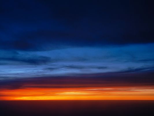 click to free download the wallpaper--Amazing Landscape of Nature, Red Line Sunset, the Blue Sky, Incredible Scene