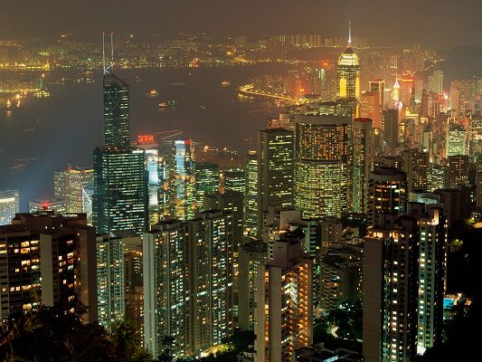 click to free download the wallpaper--Amazing Landscape of the World, Hong Kong lights, Night Scene is Better  