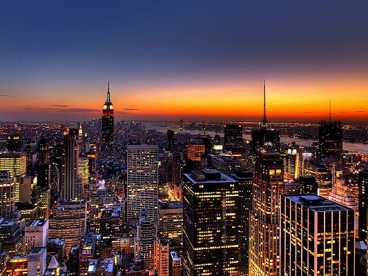 click to free download the wallpaper--Amazing Landscape of the World, NY Skyline, Golden Horizon, Tall Buildings