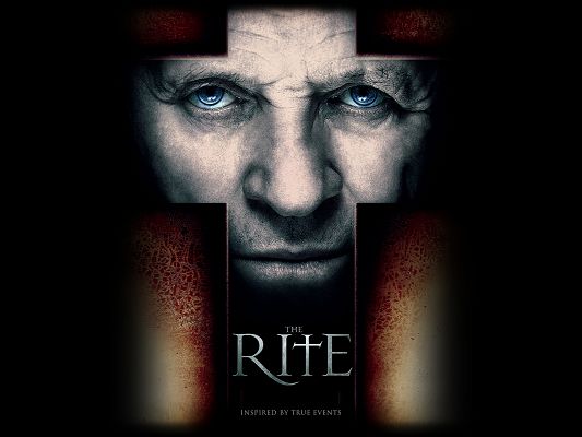 click to free download the wallpaper--Anthony Hopkins Rite Post in 1600x1200 Pixel, Everything is Dark Except His Face, He Shall be a Great Fit - TV & Movies Post