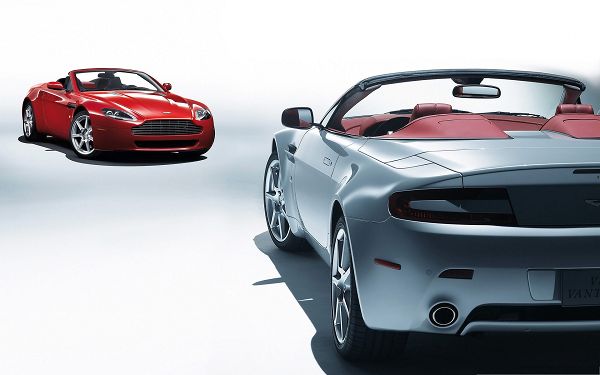 click to free download the wallpaper--Aston Martin Cars Wallpaper, Two Vantage Roadster Cars Meeting Each Other