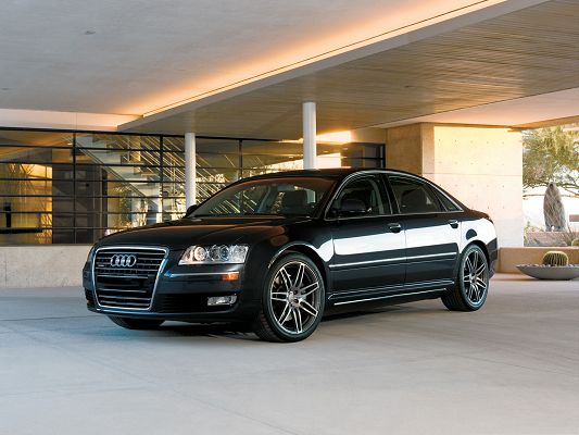 click to free download the wallpaper--Audi A8 Wallpaper, Black and Decent Car Under the Sunshine, Amazing Look