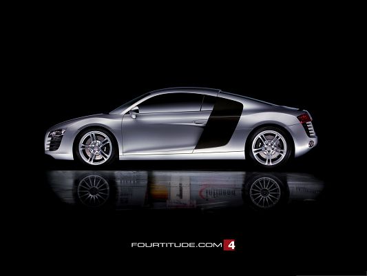 click to free download the wallpaper--Audi R8 as Background, Gray Super Car on Black Background, Amazing Look
