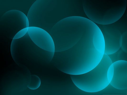 Background Wide Wallpaper - Turquoise Big Bubbles, Differ in Size