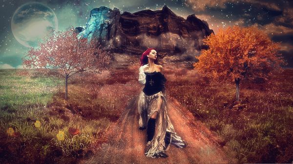 click to free download the wallpaper--Beautiful Girls Wallpaper - She Walks in Beauty, a Different World
