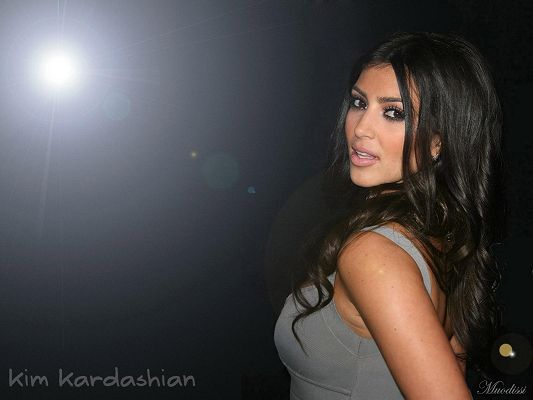 Beautiful TV Show Pics, Kim Kardashian in Gray Vest, Black Curly Hair, What a Beauty!