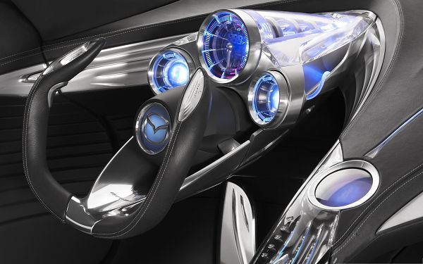 click to free download the wallpaper--Best Cars Picture, Mazda Car Interior, Shinning Blue Lights