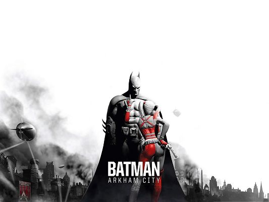 click to free download the wallpaper--Best Film Picture, Batman Arkham City, the Hero Talking with Harley
