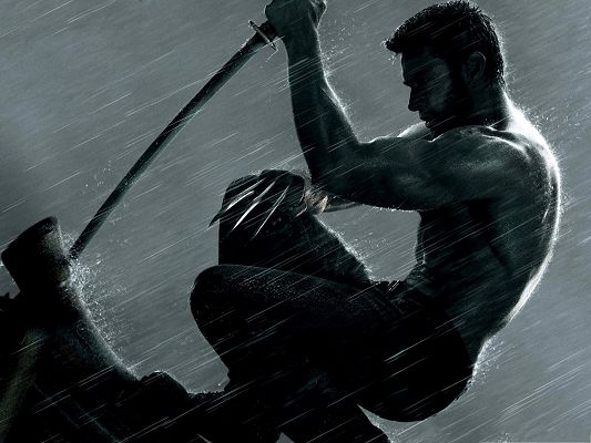 click to free download the wallpaper--Best Movies Poster, The Wolverine 2013, Tough Man in Heavy Rain