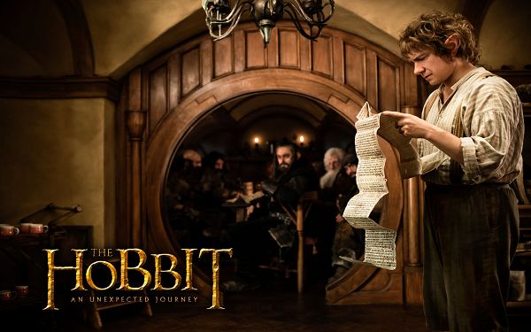 click to free download the wallpaper--Bilbo Baggins in The Hobbit Post 2012 in 1920x1200 Pixel, Man Busy in Reading, Determined to Work the Plan Out - TV & Movies Post