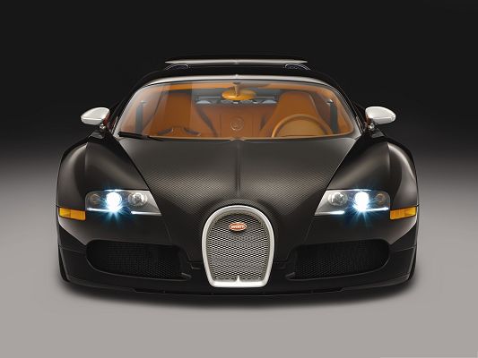 Bugatti Super Car Wallpaper, Black Super Car in Stop, Day Lights in the Run