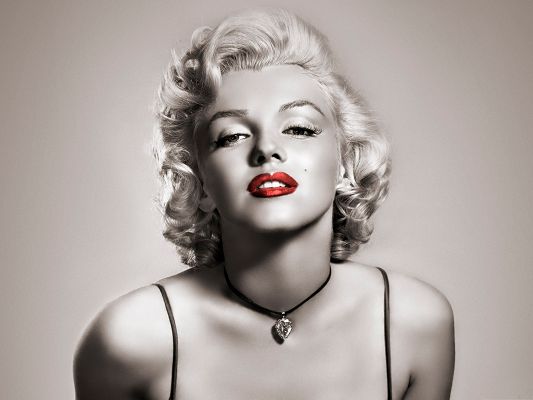 click to free download the wallpaper--Computer Background Wallpaper, Marilyn Monroe Face Close-Up, Sexy Red Lips