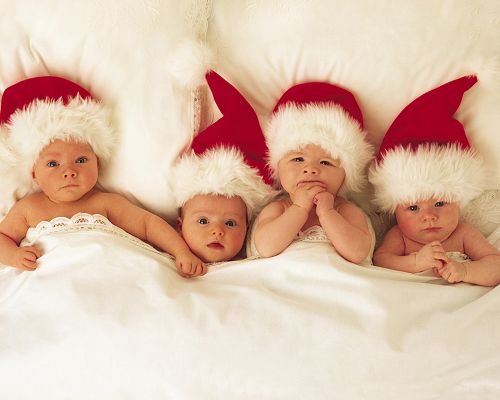 click to free download the wallpaper--Cute Babies Image, Santa Babies in Different Facial Expressions