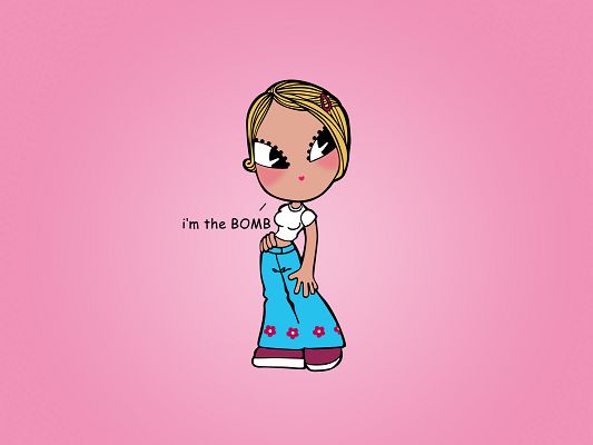 click to free download the wallpaper--Cute Cartoon Wallpaper, Beautiful Girl in Shinning Eyes, She is Indeed the BOMB