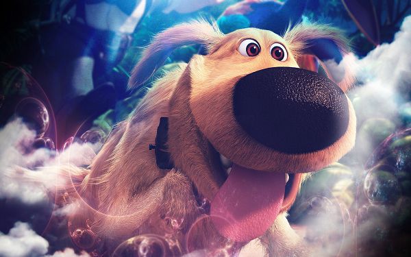 click to free download the wallpaper--Dug The Dog HD Post in Pixel of 1680x1050, Puppy Running Over the Rinbow, Tongue Stretched Out, Unwilling to Take a Rest, Feeling Incredible - TV & Movies Post