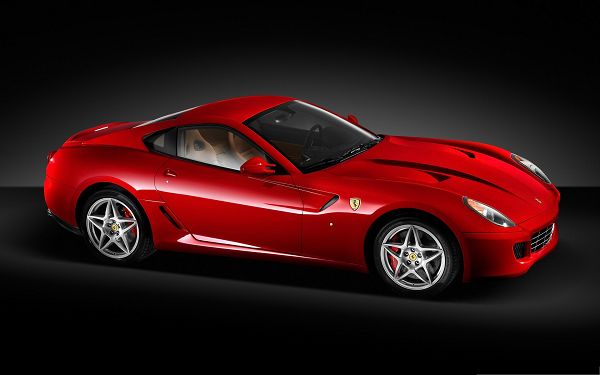 click to free download the wallpaper--Ferrari Sport Car as Background, Red Super Car in Stop, Put Against Black Background
