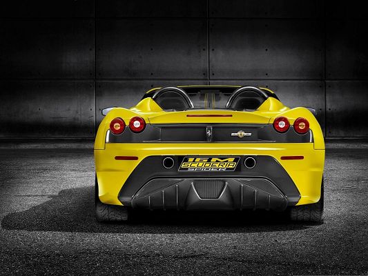 click to free download the wallpaper--Ferrari Super Cars Wallpaper, Yellow and Stylish Car, Gains Overwhelming Attention