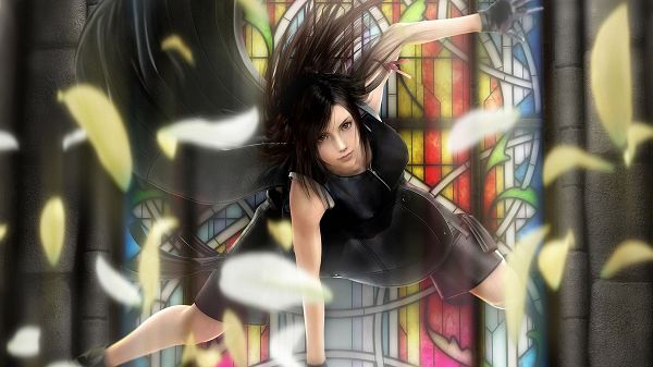 click to free download the wallpaper--Final Fantasy VII Advent in 1920x1080 Pixel, Colorful and Bright Furs Covering the Whole Screen, Dancing Hair of the Girl - TV & Movies Wallpaper