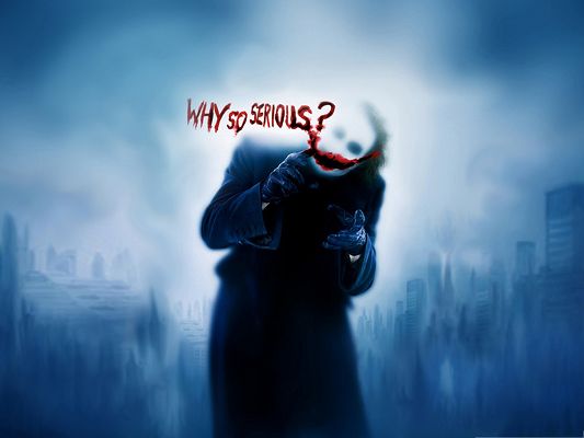 click to free download the wallpaper--Free 3D Film Posters, the Joker in Batman, Saying Why So Serious?