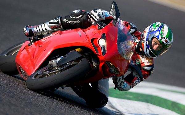 click to free download the wallpaper--Free Car Wallpapers, Ducati 1198 Superbike Driven by Great Racer