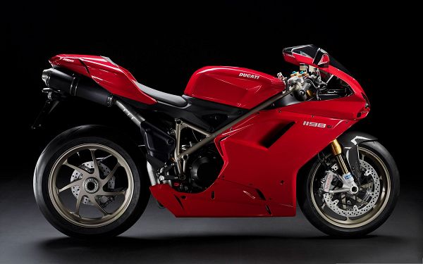 click to free download the wallpaper--Free Car Wallpapers, Ducati 1198S Superbike on Dark Background