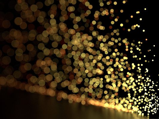 click to free download the wallpaper--Free Computer Background, Blurry Sparks, Golden Bubbles in Various Sizes