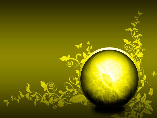 click to free download the wallpaper--Free Design Resource, a Green Lighting Ball, Flowers All Around, Shall Find Various Uses 