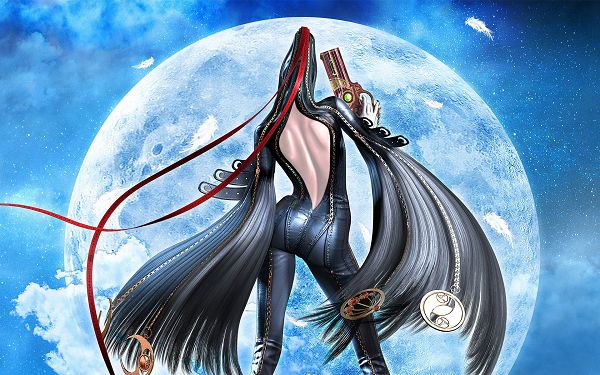 click to free download the wallpaper--Free Download TV & Movies Post of Bayonetta, Girl in Long Black Hair, Only Her Back is Revealed