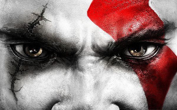 click to free download the wallpaper--Free Download TV & Movies Post of Kratos Eyes, Man in Red and Scary Eyesight, He Shall Fit Various Devices