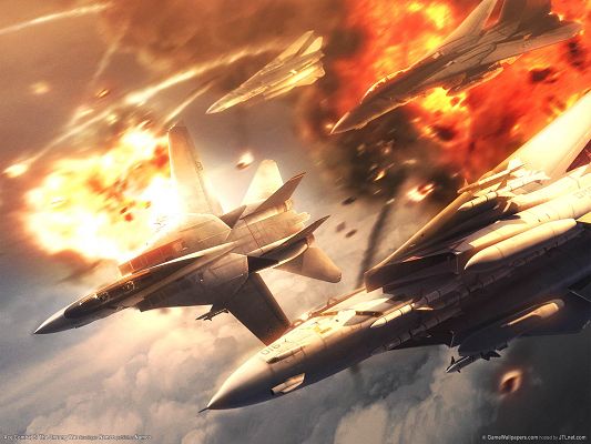 click to free download the wallpaper--Free Pics of Aeroplanes, Firing Planes, They Are in Severe Battle, Determined to Win