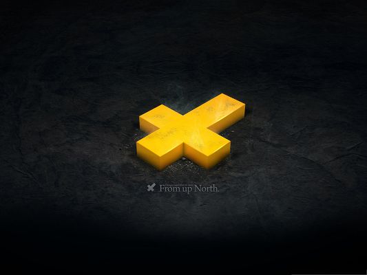 Free Wallpaper Background, Yellow Cross on Dark Background, Simple and Impressive