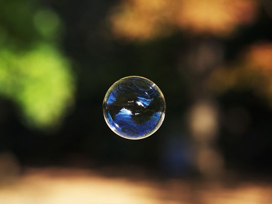 click to free download the wallpaper--Free Wallpaper for Computer, Soap Bubble in the Fly, Nature Landscape Reflection