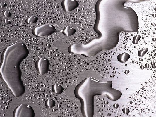 Free Water Drops Wallpaper, Drops of Water on Silver Surface