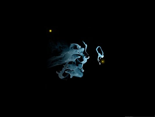 Fringe TV Series Wallpaper, Blue Smoke and Yellow Spots, Black Background