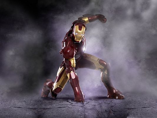 HD Movie Widescreen Wallpaper, Iron Man Surrounded by Heavy Smoke