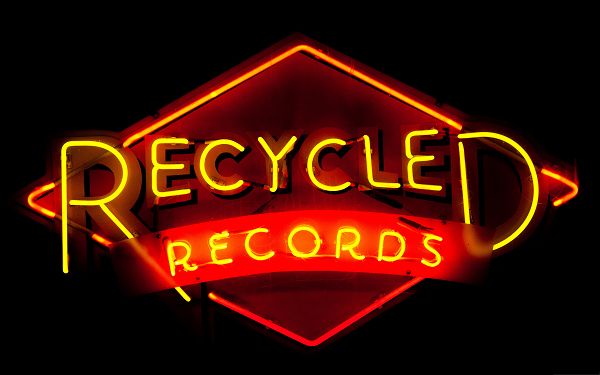 click to free download the wallpaper--HD Wallpaper for Widescreen - Recycled Records Lighted Up, Put on Dark Background