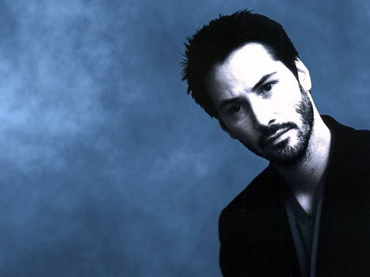 click to free download the wallpaper--Handsome Image of TV Show, Keanu Reeves in Sexy Beard and Black Hair, Nice Look