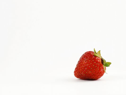 click to free download the wallpaper--High Resolution Wallpapers, Red Strawberry on White Background, Have a Taste!