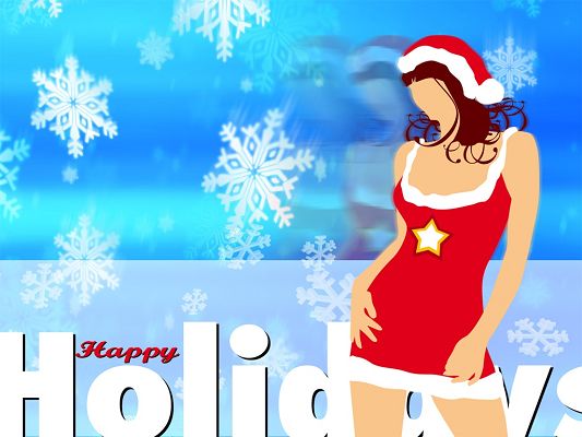 click to free download the wallpaper--Holiday Images, a Girl Silhouette in Christmas Dress, Shall Spread Holiday Atmosphere