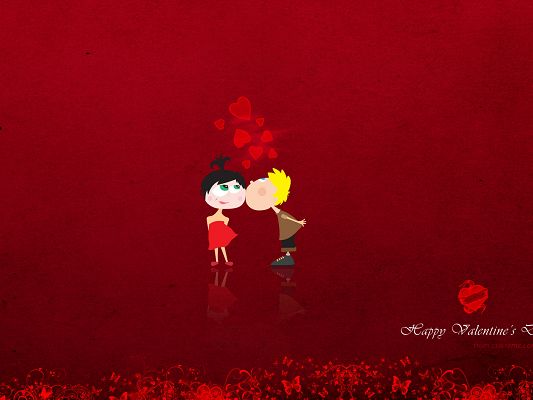 click to free download the wallpaper--Holiday Wallpaper, CSS Valentine, Boy Kissing His Girl, Happy Valentine's Day!