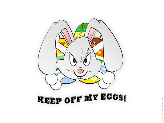 click to free download the wallpaper--Holiday Wallpaper, the Rabbit, Protective of the Easter Eggs, Stay Away from Them