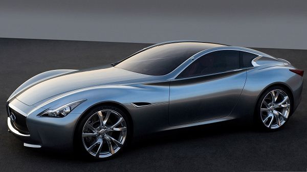 click to free download the wallpaper--Infiniti Super Concept Car, Gray and Decent Car with Smooth Lines, Black Road